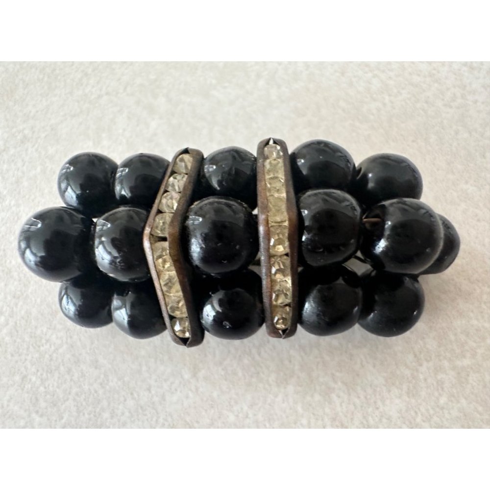 Miriam Haskell Unsigned Art Deco Silver Tone Blac… - image 2